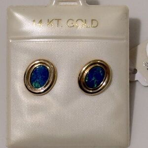 14kt and Blue Opal Studs